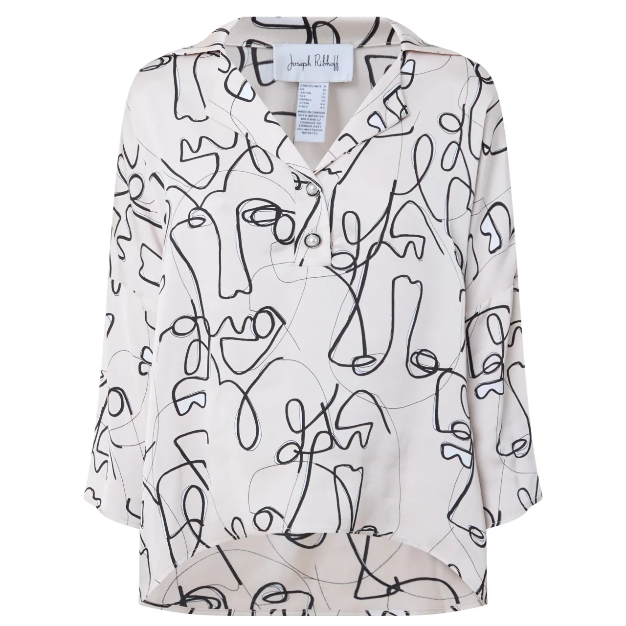 Sale Abstract Face Print Blouse Women Tops
