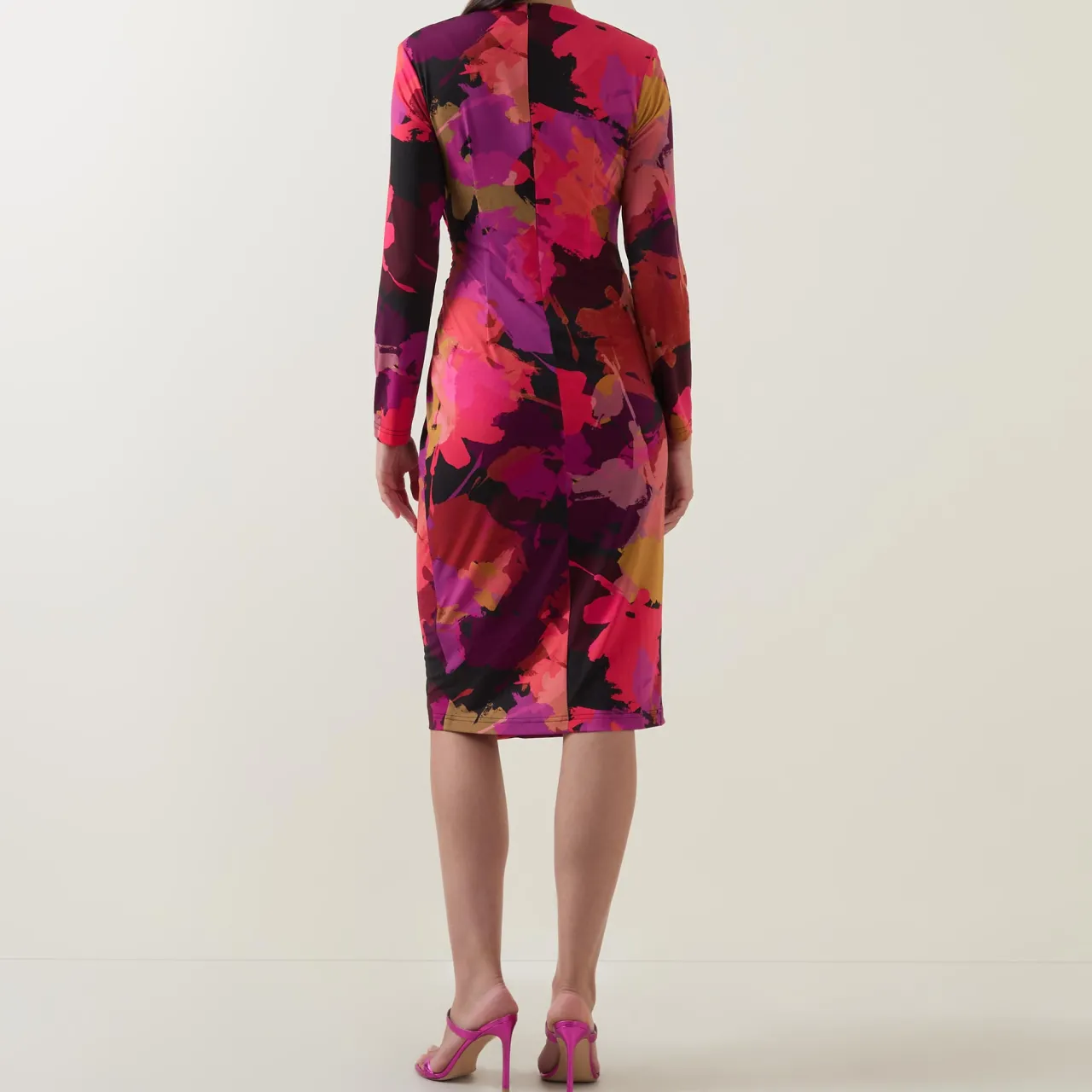 Hot Abstract Floral Gathered Wrap Dress Women Dresses
