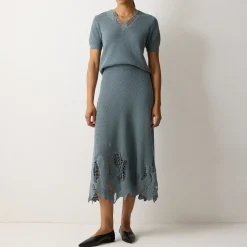 Outlet Abstract Lace Knit Skirt Women Skirts