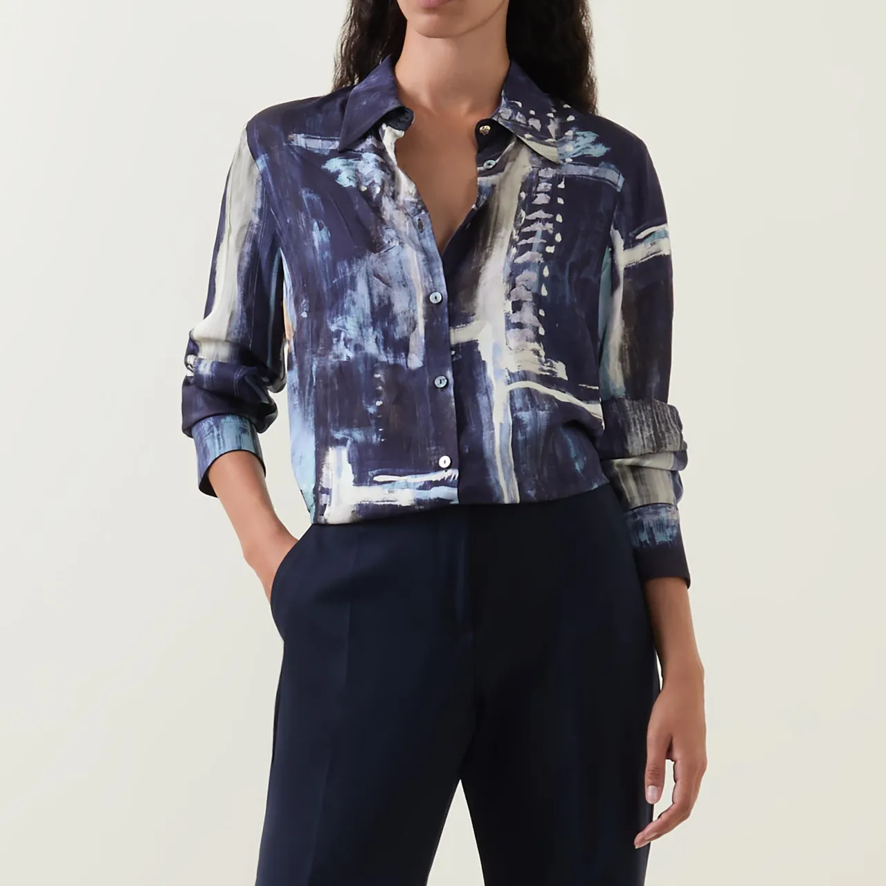Online Abstract Patterned Shirt Women Tops