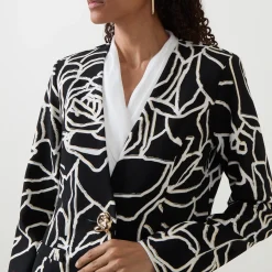 Sale Abstract Patterned Single-Breasted Blazer Women Coats & Jackets