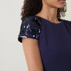 Online Adeline Sequin-Sleeve Pencil Dress Women Dresses