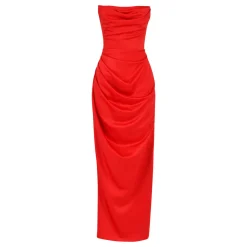 Best Adrienne Satin Strapless Corset Gown Women Dresses