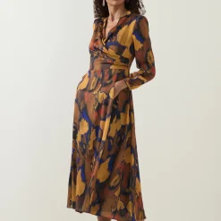 Agnes Printed Wrap Dress Women Dresses