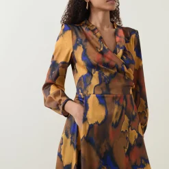 Agnes Printed Wrap Dress Women Dresses