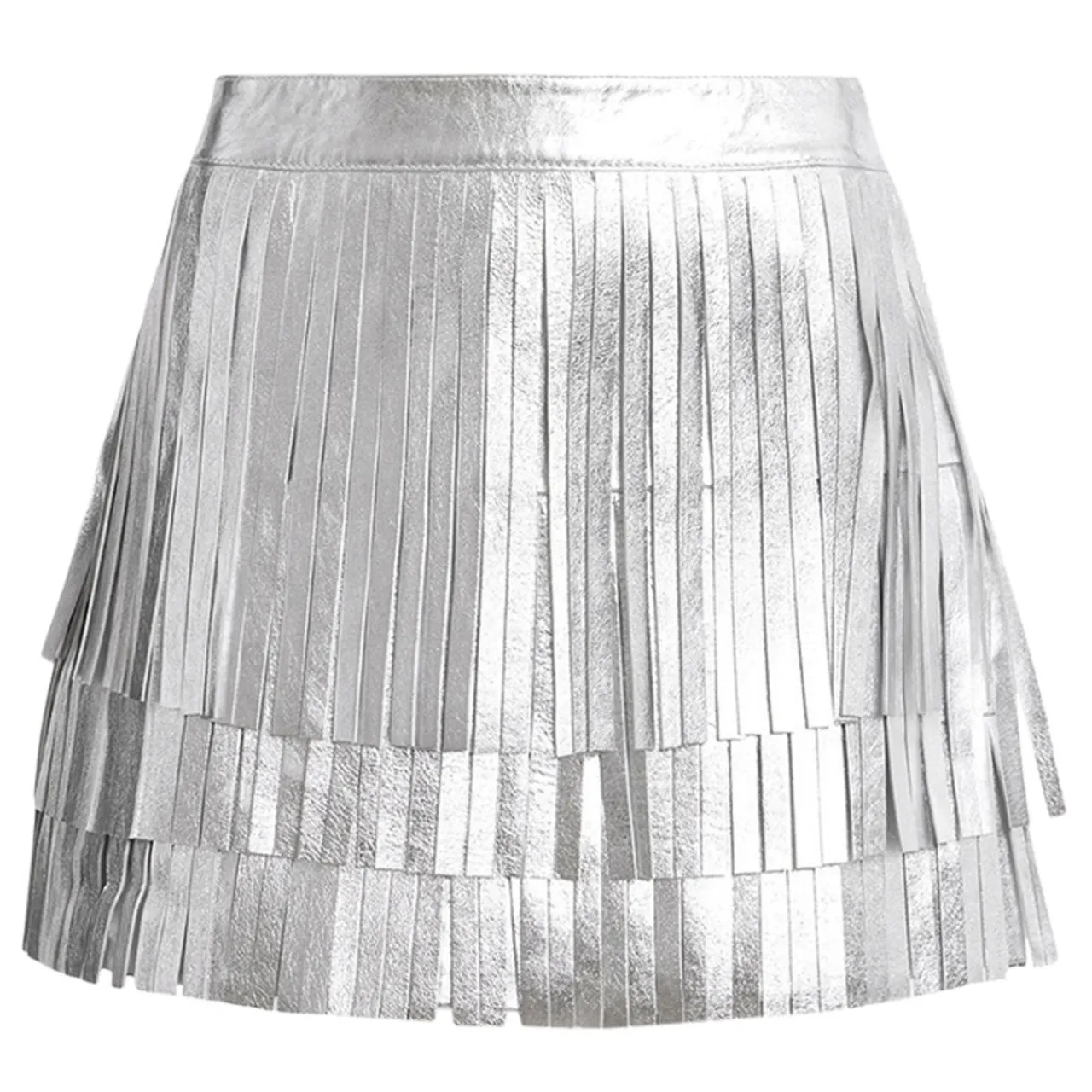 Discount Aisha Foil Fringe Mini Skirt Women Skirts