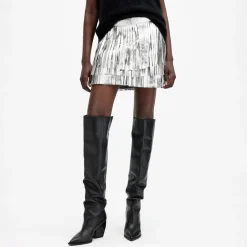 Discount Aisha Foil Fringe Mini Skirt Women Skirts