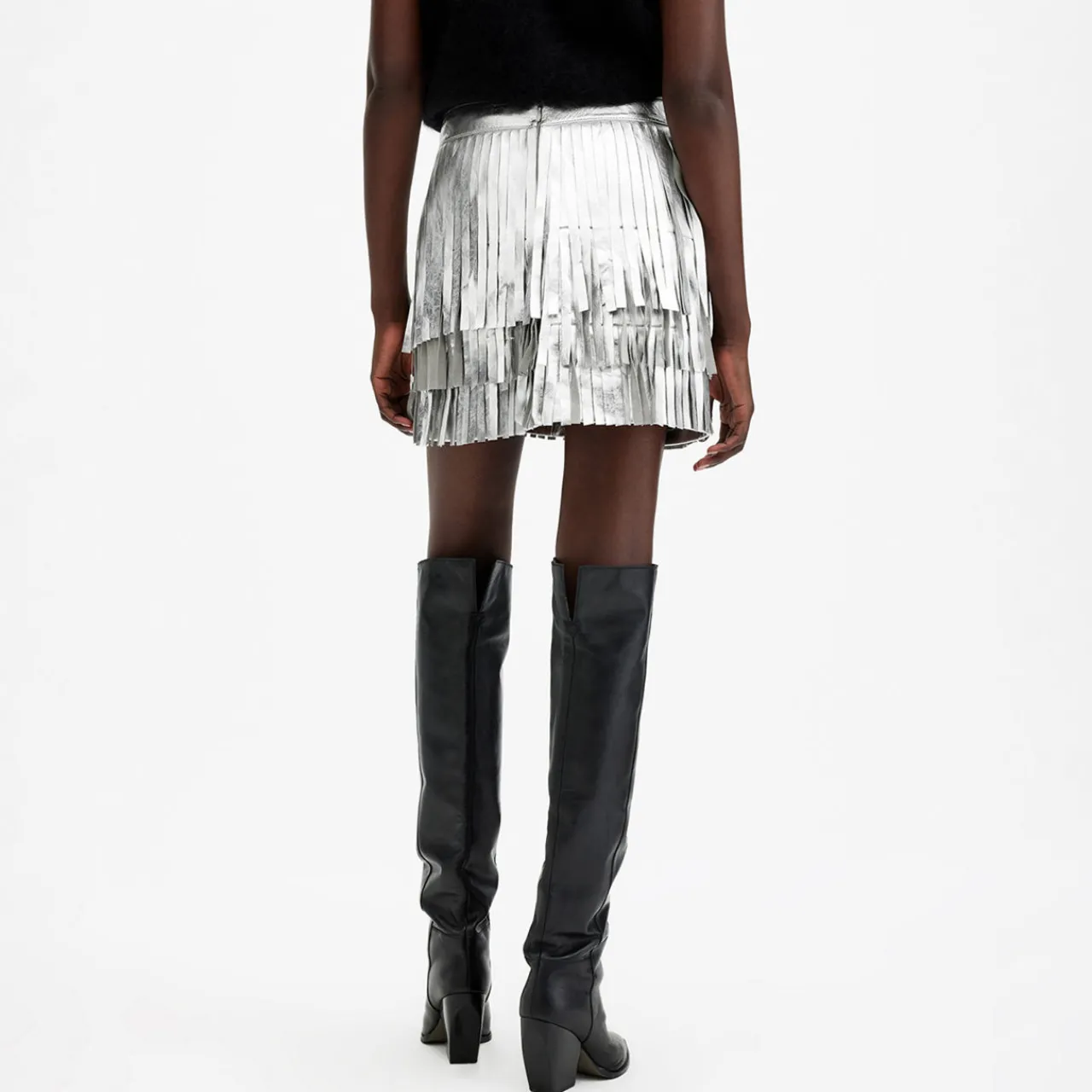Discount Aisha Foil Fringe Mini Skirt Women Skirts