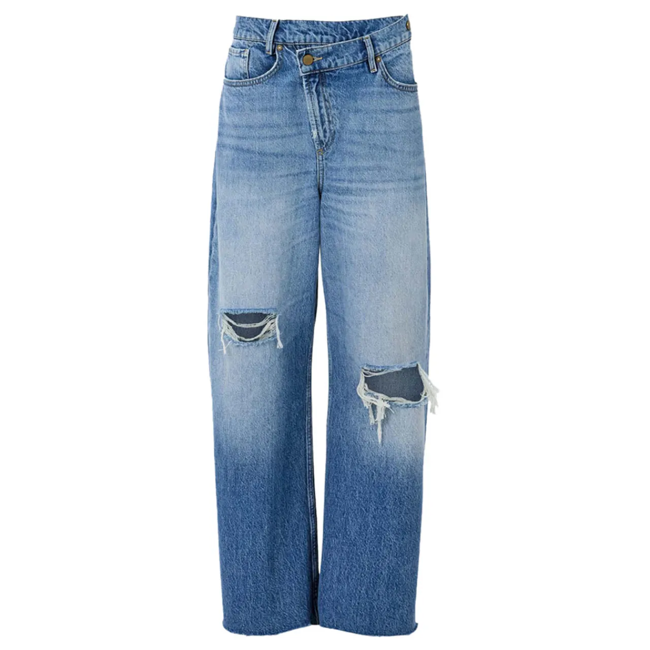 Hot Aki Crossover High Rise Wide Leg Jeans Women Denim