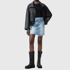 Outlet Aki Crossover High-Rise Mini Denim Skirt Women Skirts
