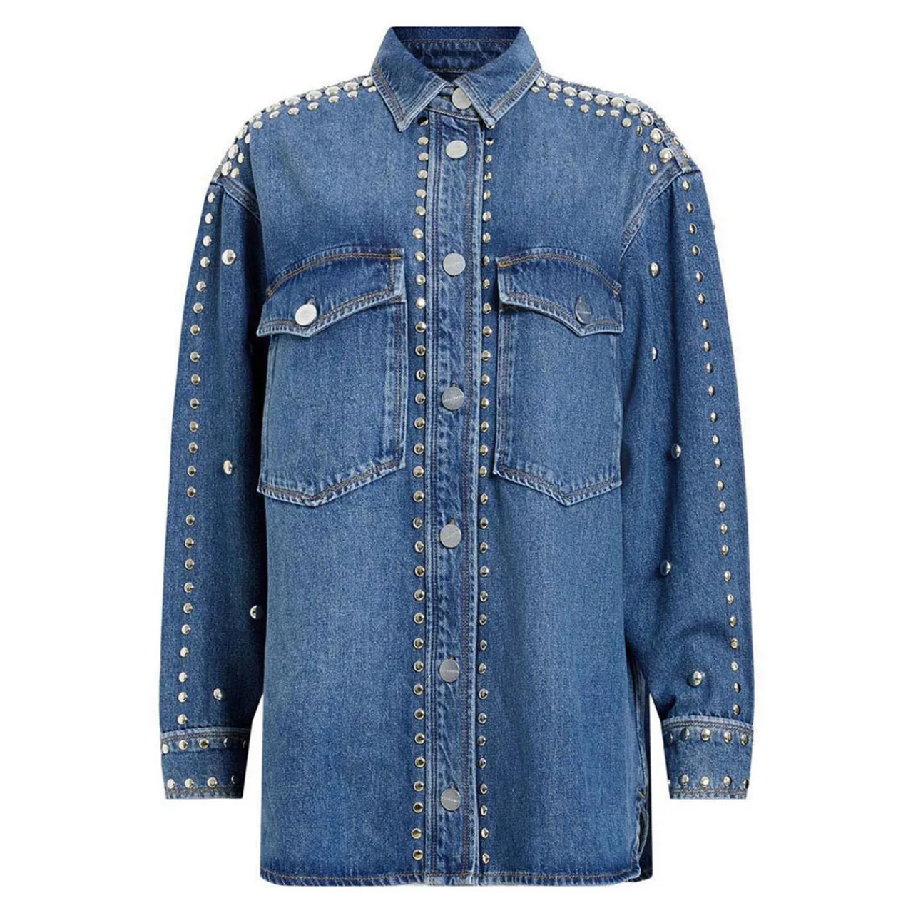 Clearance Alba Studded Denim Shirt Women Tops
