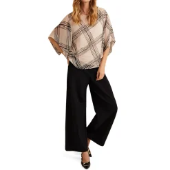 Aleena Check Silk Top Women Tops