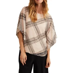 Aleena Check Silk Top Women Tops