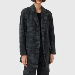 Sale Aleida Open Front Camouflage Denim Blazer Women Coats & Jackets