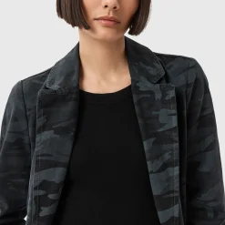 Sale Aleida Open Front Camouflage Denim Blazer Women Coats & Jackets