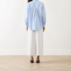 Alex Stripe Embroidered Shirt Women Tops