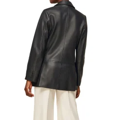 Best Aliza Double-Breasted Leather Blazer Women Coats & Jackets