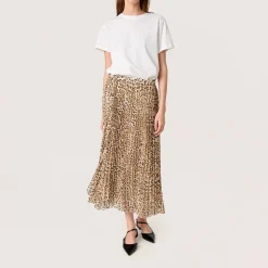 New Anaya Evelina Pleated Leopard Skirt Women Skirts