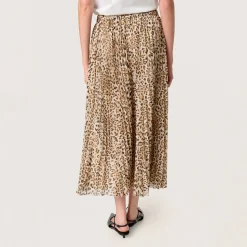 New Anaya Evelina Pleated Leopard Skirt Women Skirts