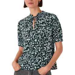 Discount Animal Print Tie-Front Blouse Women Tops