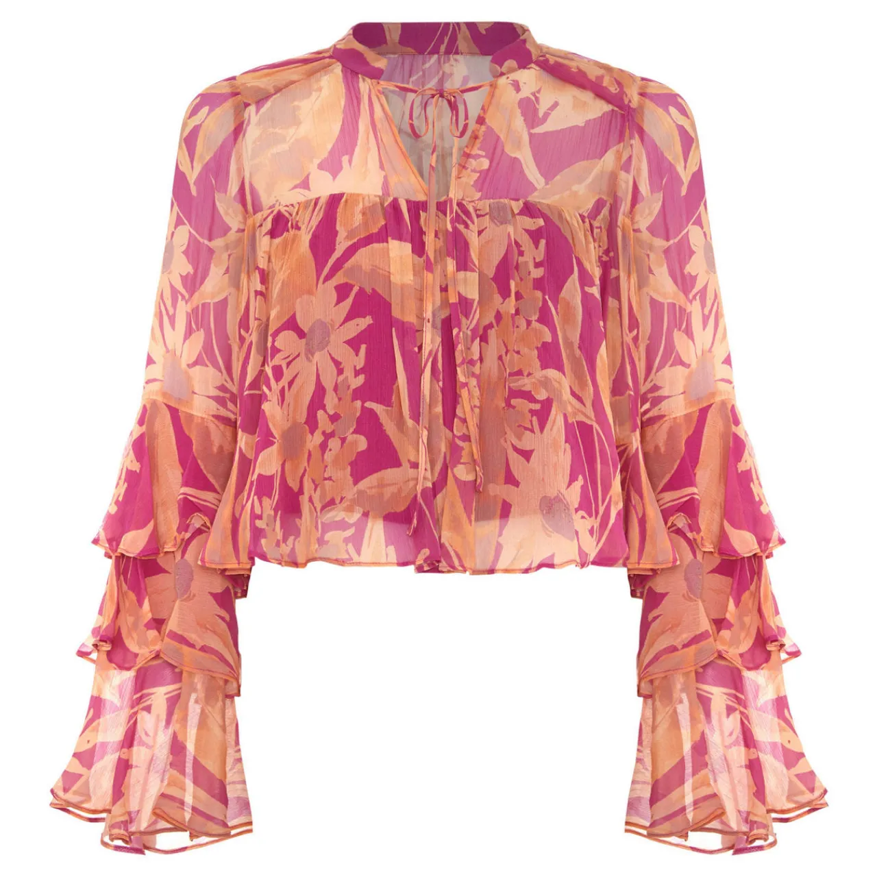 Sale Annalisia Floral Tiered Blouse Women Tops