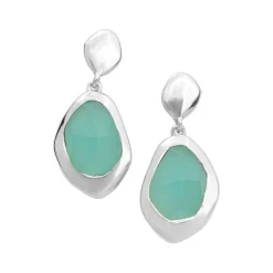Outlet Aqua Chalcedony Large Stepping Stone Earrings Women Earrings