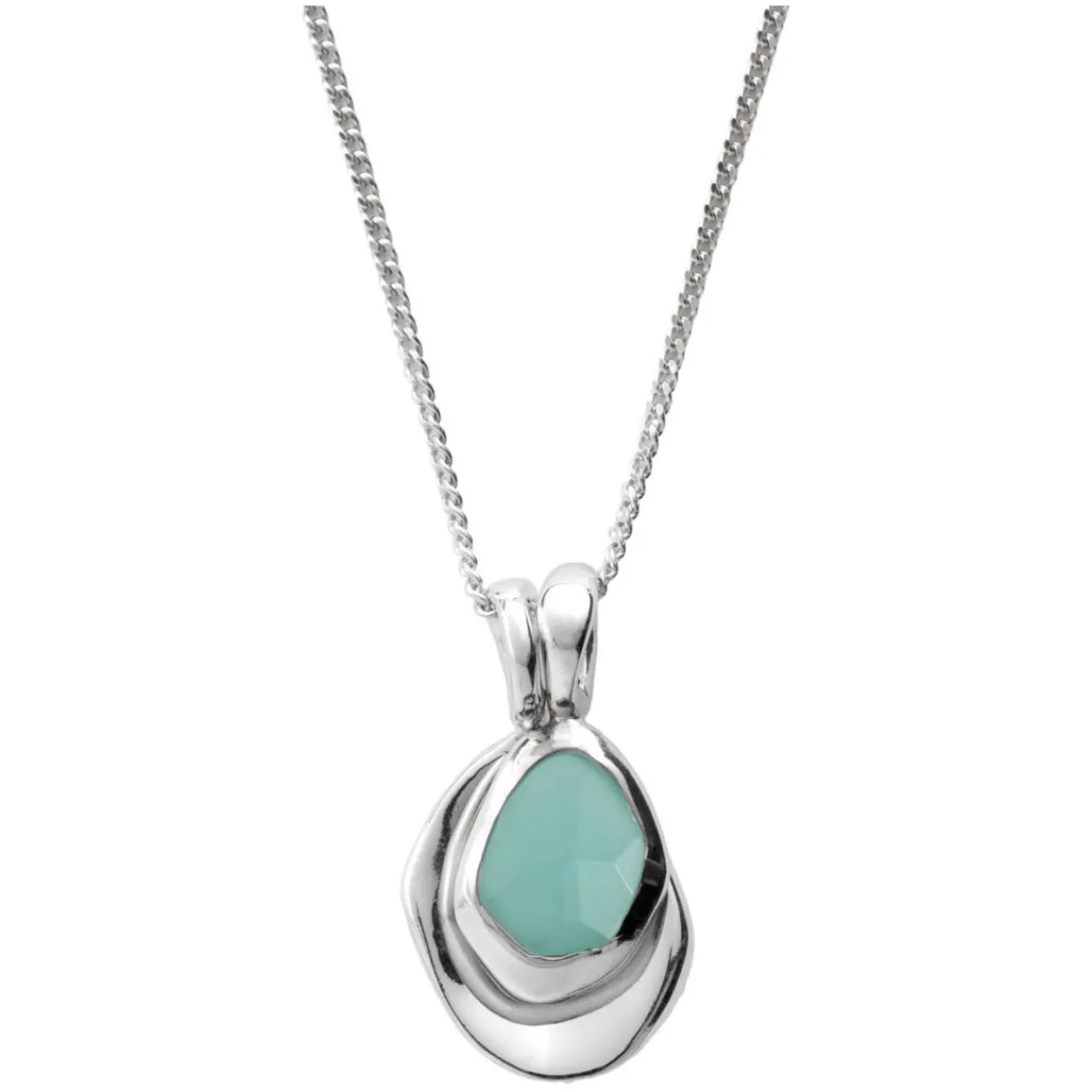 New Aqua Chalcedony Pebble Charms Necklace Women Necklaces
