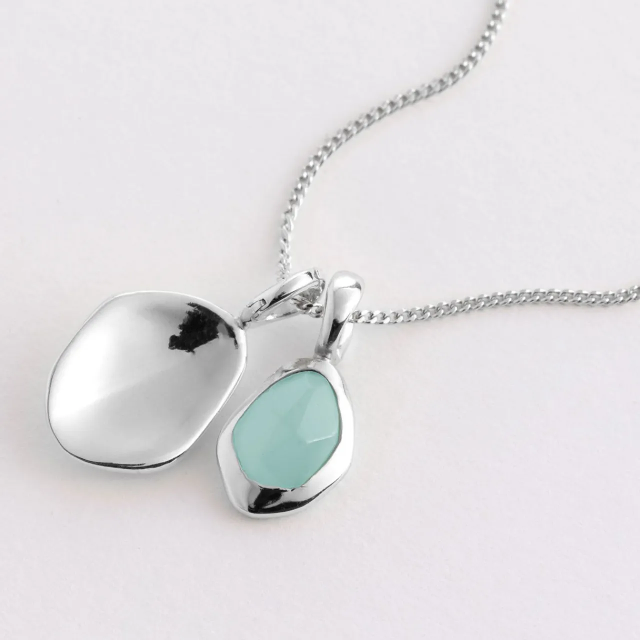 New Aqua Chalcedony Pebble Charms Necklace Women Necklaces
