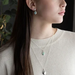 Sale Aqua Chalcedony Stepping Stone Earrings Women Earrings