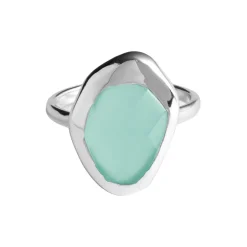 Hot Aqua Chalcedony Stepping Stone Ring Women Rings