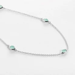 New Aqua Chalcedony Stepping Stone Necklace Women Necklaces