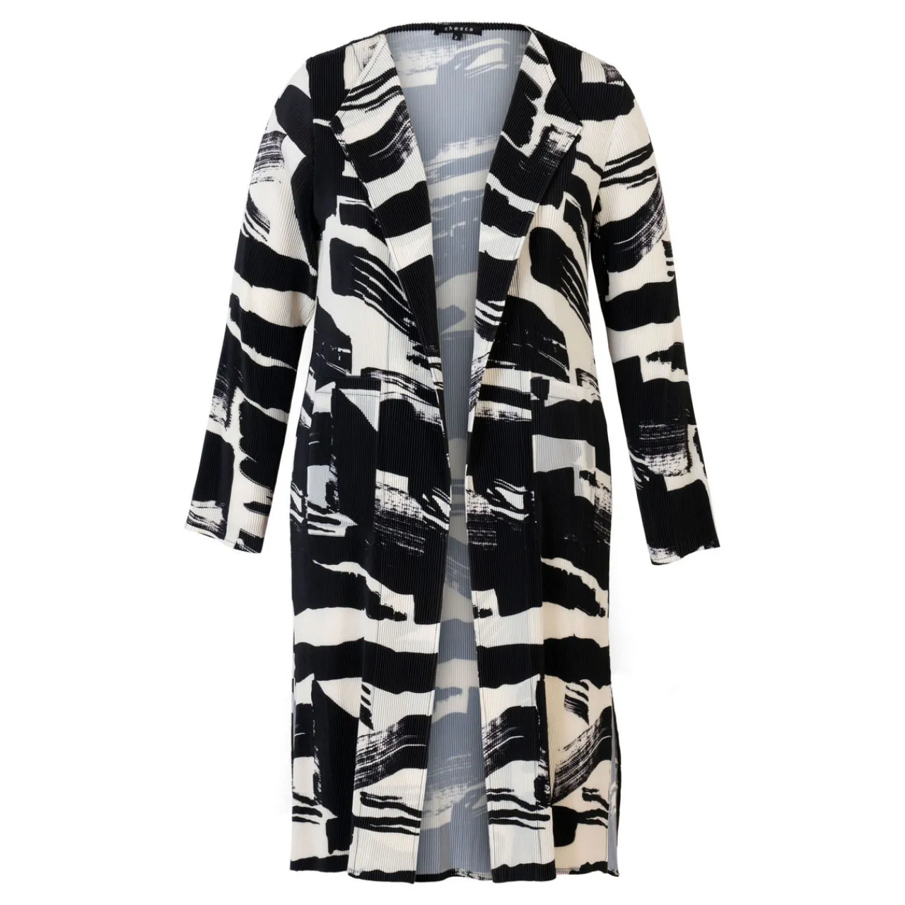 Sale Artistic Brush Strokes Plissé Cardigan Women Sweaters & Cardigans