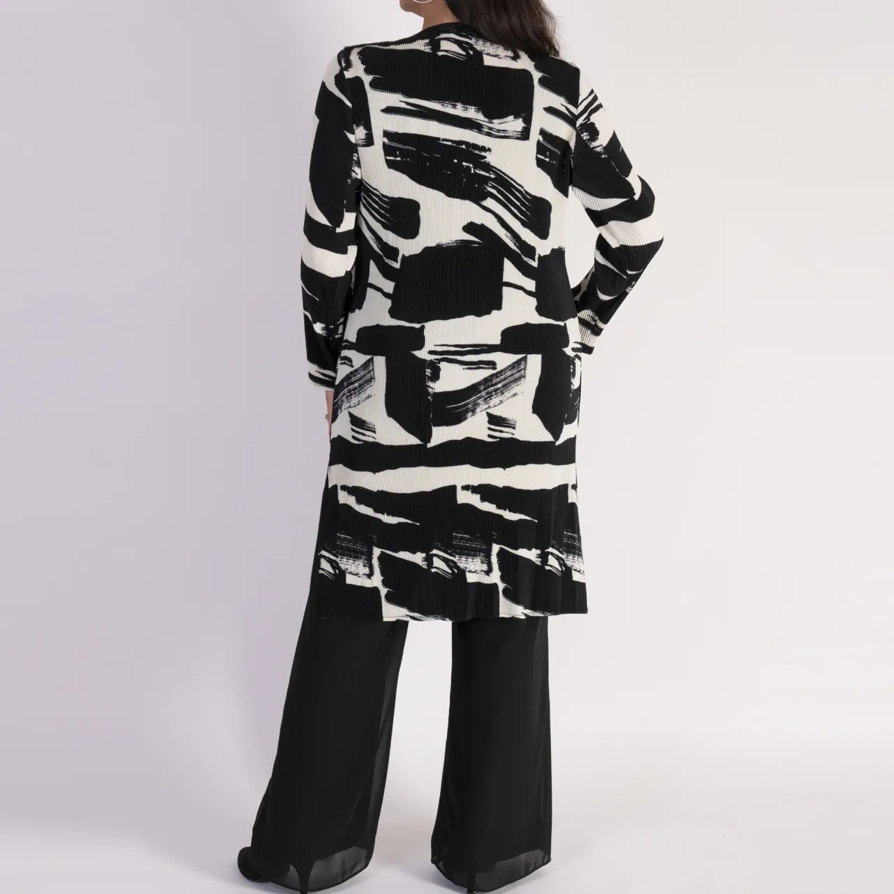 Sale Artistic Brush Strokes Plissé Cardigan Women Sweaters & Cardigans