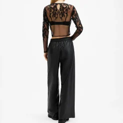 Best Aspen Faux-Leather Wide-Leg Trousers Women Trousers & Shorts