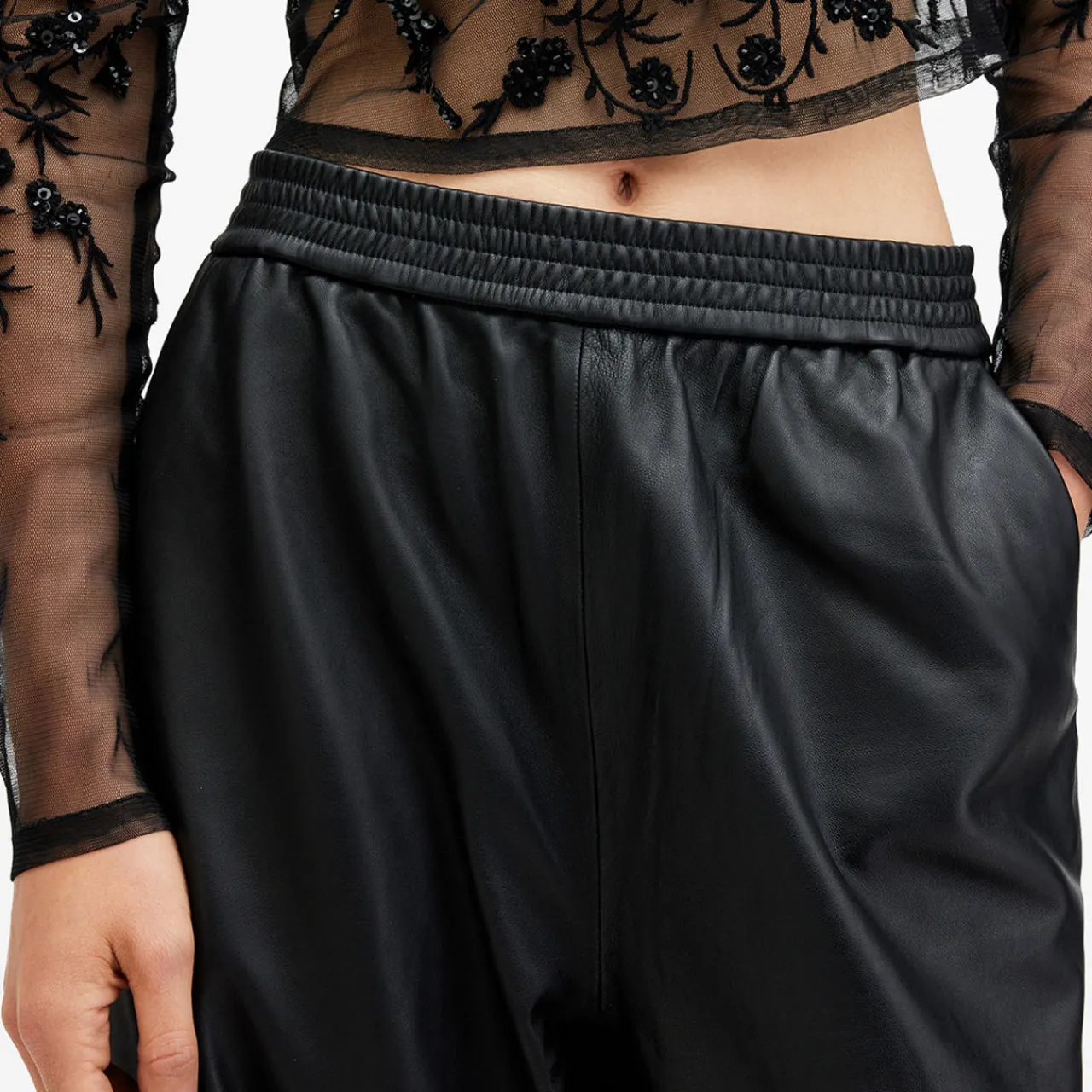 Best Aspen Faux-Leather Wide-Leg Trousers Women Trousers & Shorts