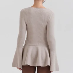 Clearance Aster Fluted Sleeve Ribbed Cardigan Women Sweaters & Cardigans