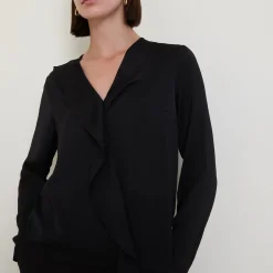 Hot Audai Asymmetric Ruffle Blouse Women Tops