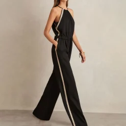 Online Auden Halterneck Stitched Stripe Jumpsuit Women Jumpsuits