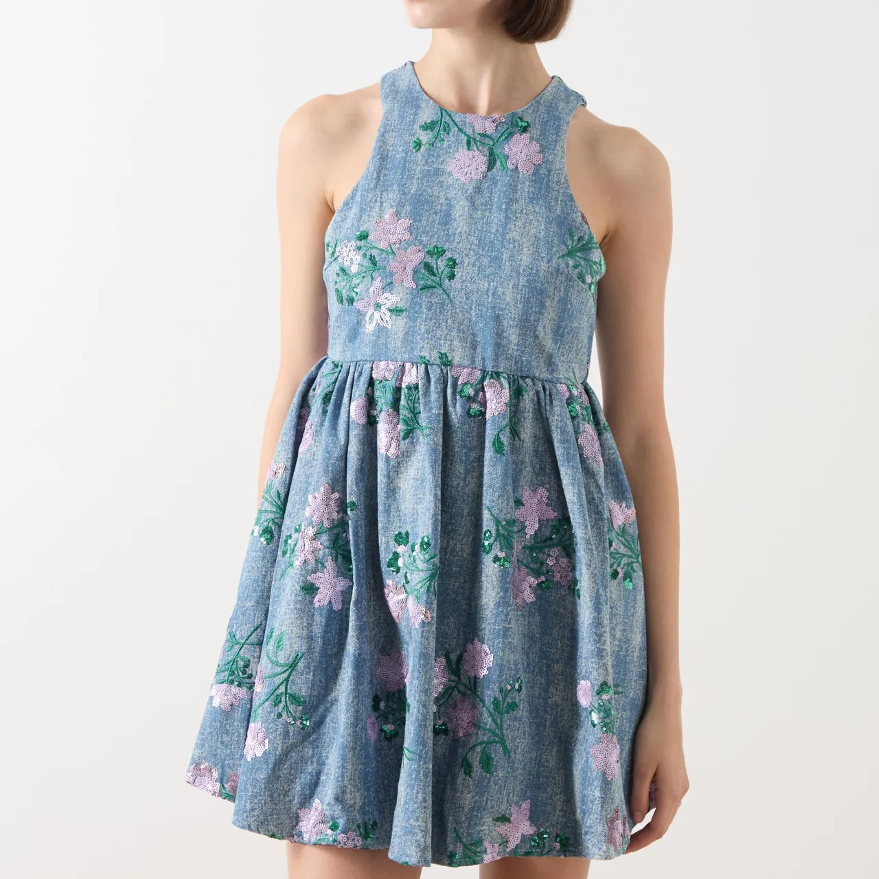Clearance Azul Embellished Denim Mini Dress Women Dresses|Occasion Dressing