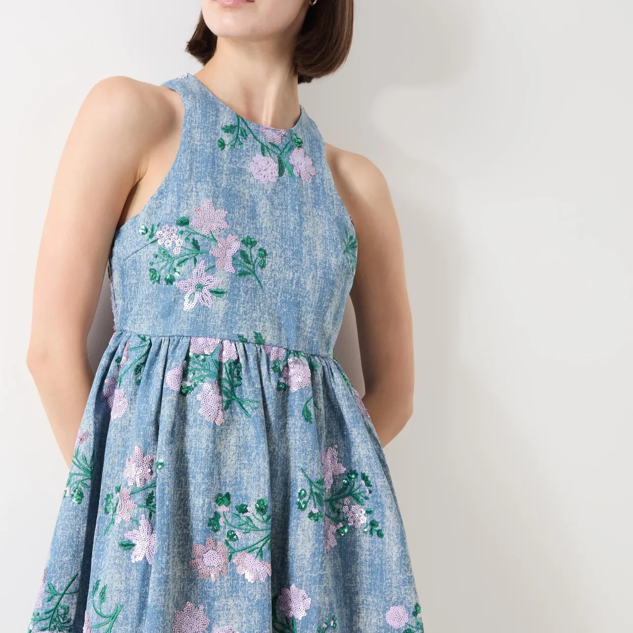 Clearance Azul Embellished Denim Mini Dress Women Dresses|Occasion Dressing