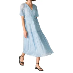 Outlet Bamboo Leaves Gathered Dress Women Dresses