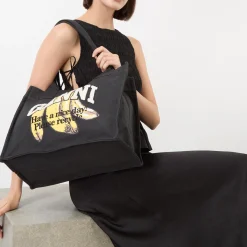 Discount Banana Print Large Shopper Tote Bag Women Top Handle Bags|Tote Bags
