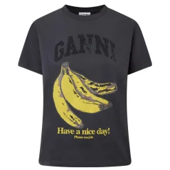 Online Banana Print Logo T-Shirt Women Tops