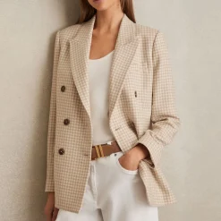 Sale Bella Check Double-Breasted Blazer Women Coats & Jackets