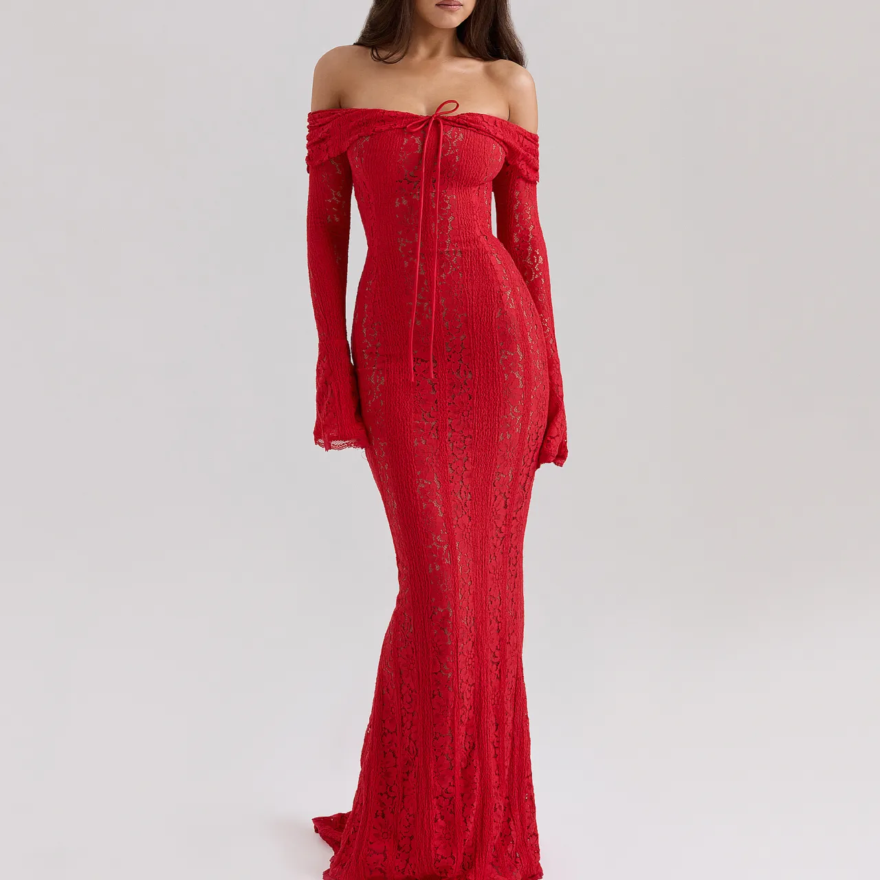 Sale Belle Off-The-Shoulder Lace Dress Women Dresses