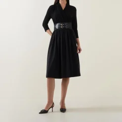 Hot Belted Flared Dress Women Dresses