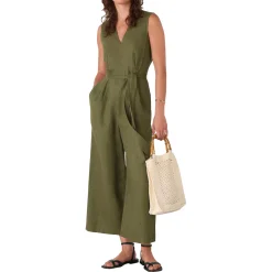 New Belted Linen Jumpsuit Women Jumpsuits