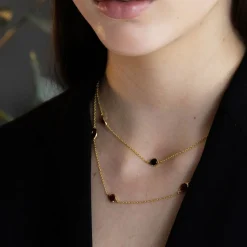 New Black Onyx Stepping Stone Necklace Women Necklaces
