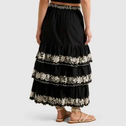 Discount Blaire Embroidery Tiered Skirt Women Skirts