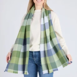 Outlet Block Check Extra Fine Scarf Women Scarves